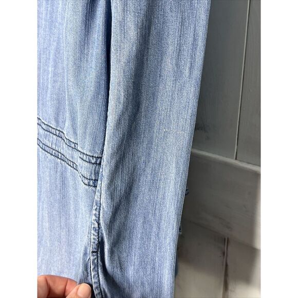 SUNDAY BLUE CHAMBRAY LYOCELL CINCH WAIST FULL ZIP LIGHTWEIGHT UTILITY JACKET XL - Picture 9 of 15